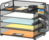 SUPEASY 5 Tier Desk Organizer, Mesh Paper/File Organizer with Handle & Removable Pen Holders for Office