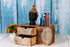 Wooden Hand Carved Desk Organizer, Pencil Pen Stationery Holder with 2 Drawers for Home Office