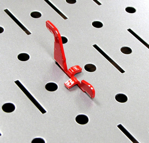 Wall Control Standard Slotted Hook Pack - Slotted Metal Pegboard Hooks for Tool Board - Red