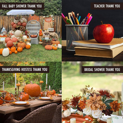 Koko Paper Co. Fall Pumpkin Thank You Cards – 25 Flat Note Cards with Envelopes for Baby Shower, Thanksgiving & More