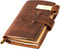 Leather Writing Journal Notebook - Handmade Refillable Travel Diary, 5.3" x 4", 180 Pages, Pen Holder, Card Holder for