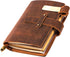 Leather Writing Journal Notebook - Handmade Refillable Travel Diary, 5.3" x 4", 180 Pages, Pen Holder, Card Holder for