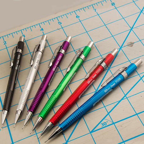Pentel Sharp Mechanical Pencil, 0.5mm, Metallic Silver Barrel, Box of 12