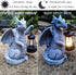 Qobumy Solar Dragon Garden Statue Decoration with Solar Lantern,Dragon Figurine Lights Outdoor Dcor for YardLawn