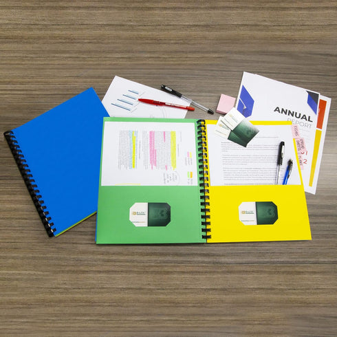 BAZIC 8 Pockets Folder Portfolios, Double Loop Wire Binding, Letter Size Paper Folders, 3-Pack