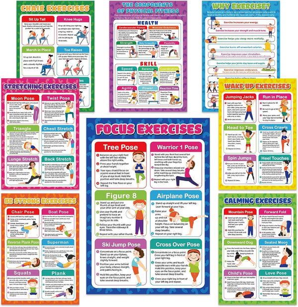 gisgfim Exercise Posters Stretching Yoga Workout Poster Physical Educational Fitness Decoration Physical