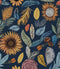 Blue Wallpaper Peel and Stick,Vintage Boho Floral Contact Paper, 17.5" x 393.7"