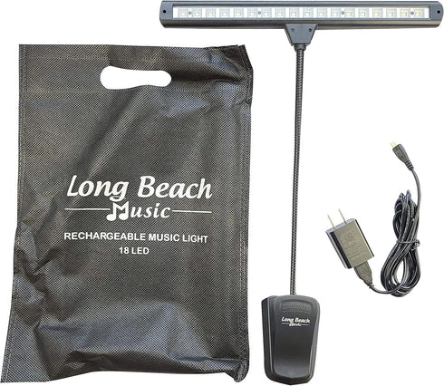 18 Extra Wide Clip-On Music Stand Orchestra Light- LED Rechargeable USB Piano, Desk, Reading Lamp