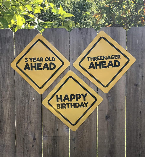 Jayd Products 3 Year Old Birthday Caution Signs, 16.5" Across, Construction Party Signs (3ct)
