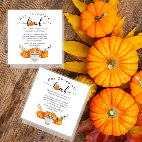 Crafters Cup 50 Pack 2.5 2.5 inches Hot Cocoa Bomb Instruction Cards | | x Square Card | Hot Cocoa Bomb Supplies | Fall