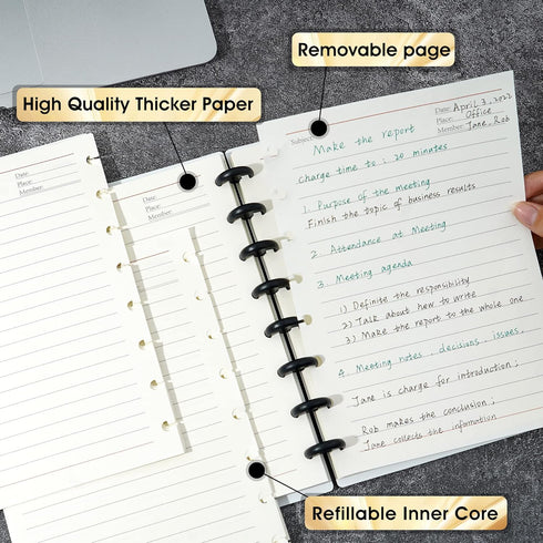 Yoment Discbound Notebook, Customizable Spiral Journal, 5 Subject Notebook with Removable Pages, 120 Wide Ruled Disc