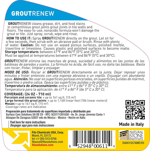 24 OZ, FILA Filagrout Net Grout Cleaner for Tile Floors, Ceramic Tile and Porcelain Tile, Non-acid and Biodegradable