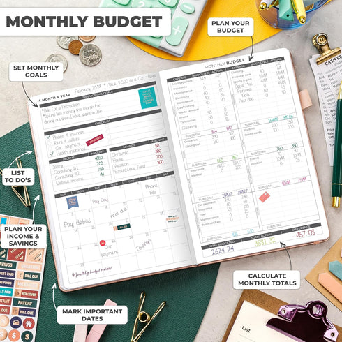 Clever Fox Budget Planner, Expense Tracker Notebook, Monthly Budgeting Organizer, A5 in Rose Gold