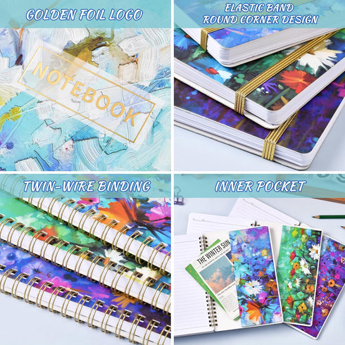 Spiral Notebook, 3 Pack A5 Ruled Journal, 8.3'' × 6'', 3 × 160 Pages for School & Home