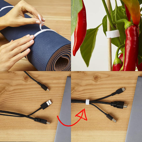Hook and Loop Tape Grey, 32ft Self Adhesive Tape for Office and Home Organization