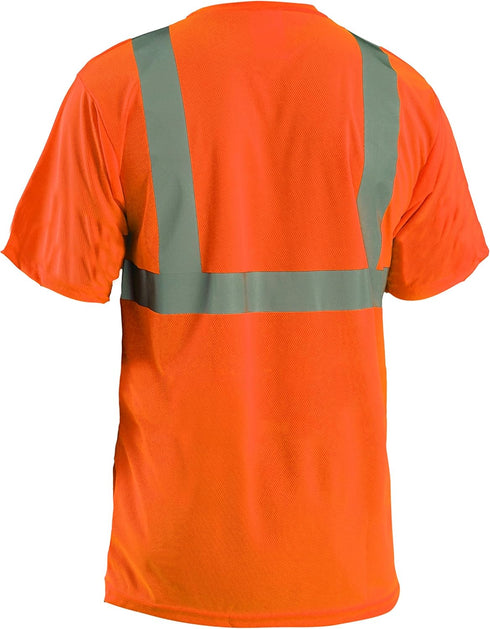 OccuNomix LUX-SSETP2B-OXL Classic Standard Short Sleeve Wicking Birdseye T-Shirt with Pocket, Class 2, 100% ANSI Wicking Polyester Birdseye, X-Large, Orange (High Visibility)