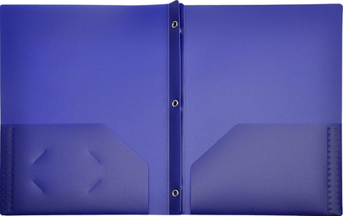 Lion 2-Pocket Plastic Folder with Fasteners, Dark Blue, Pack of 4 (92310-BL-4P)