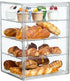 SANKEU Pastry Display Case,Bread Box for Kitchen Countertop,4 Layers Adjustable Clear Bread