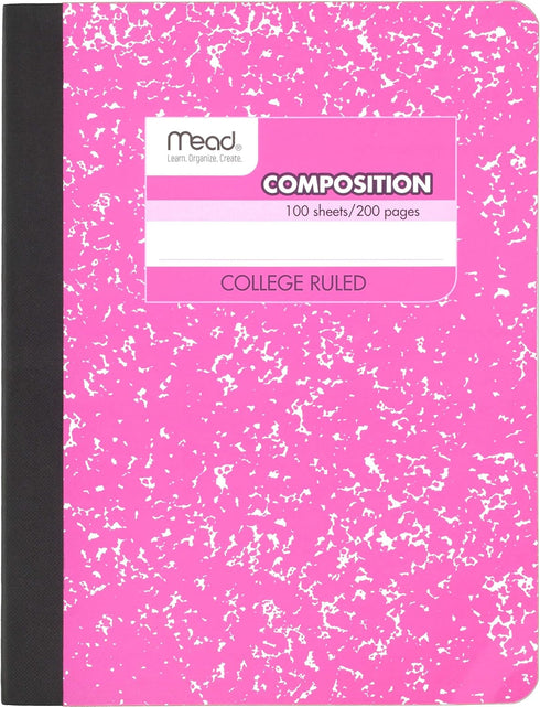 Mead Composition Book, 6 Pack of Cute Notebooks, College Ruled, Hard Cover, 100 sheets (200 Pages), Pastel Color