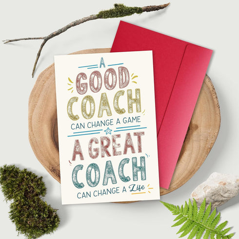 Bewoow Thank You Coach Card - Appreciation Greeting for Basketball, Soccer, Wrestling, or Any Sports Coach