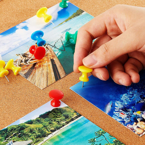 Outus 60 pcs Giant Push Pins - Large Thumb Tacks Jumbo Tacks 1 Inch Plastic Heads for Cork Board, Map, Office