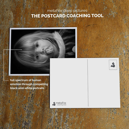 52 metaFox deep Pictures Portraits of Emotions Black and White Coaching Cards for Emotional Awareness, Therapy Tools