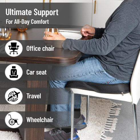 Mind Reader Air-Cloud Seat Cushion, Ergonomic Support for Posture, Pressure Relief, and Pain Reduction, Portable