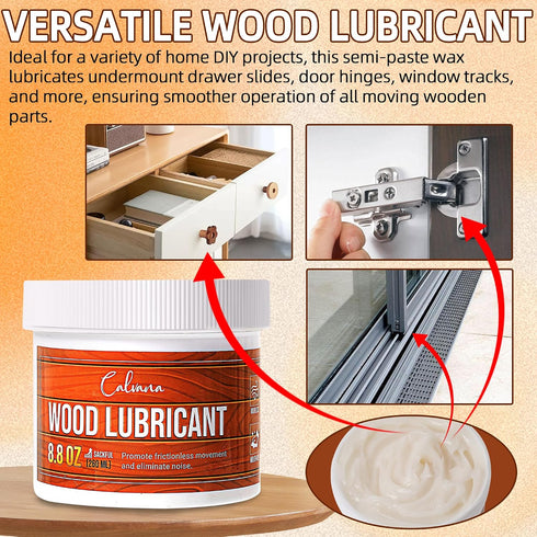 Calvana 8.8oz Wood Drawer Wax Lubricant Paste, Wood Wax,Door Hinge Lubricant,for Wood Drawer Slides,Sliding Glass