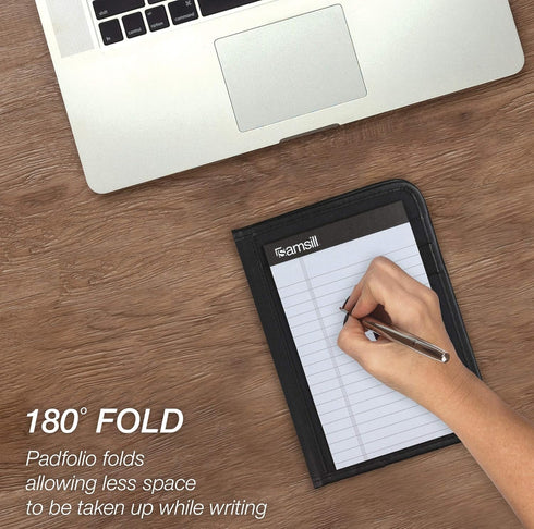 Samsill Professional Padfolio, Faux-Leather Mini Portfolio with 5 x 8 Writing Pad, Black