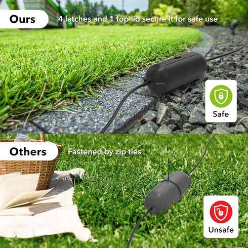 BN-LINK Outdoor Extension Cord Safety Cover, Weather Resistant Seal Housing with 4 Latches, Waterproof IP44, Black, 1