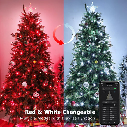66FT 200 Dimmable Brizled Smart Red Valentines Lights, LED Color Changing Christmas String Lights App & Voice Control