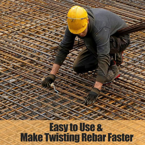 Rebar Twister with Wooden Handle - Concrete Iron Wire Tie Twister Tool for Fence Twisting, 3 Pack
