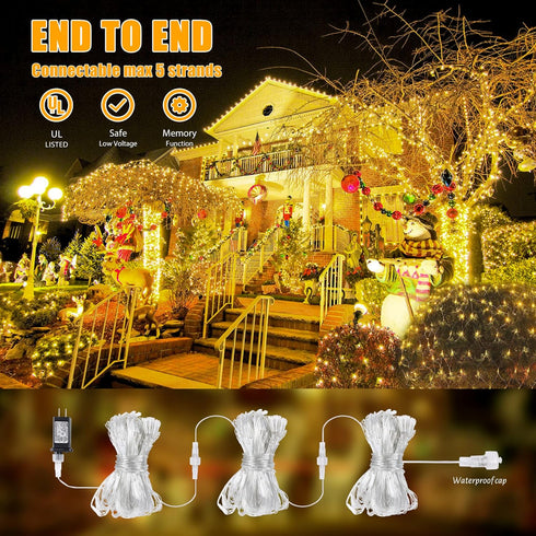 192 LED Net Lights Outdoor, 8 Modes Waterproof Christmas Net String Lights for Bushes Ceiling Wedding Indoor Outdoor