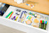 CAXXA 3 Slot Drawer Organizer, White - 4 Adjustable Dividers for Junk Drawer Storage, Office Desk Supplies