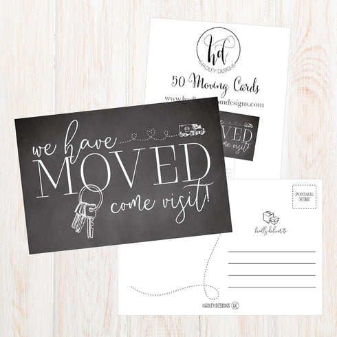 Hadley Designs Set of 50 We've Moved Postcards, Change of New Address Moving Announcements, House Warming Gifts