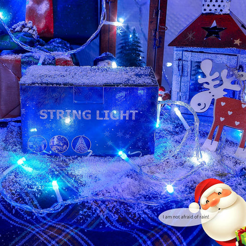 oopswow 100 Lights,33ft 8 LED Christmas Modes Extendable String Lights Outdoor Waterproof,Twinkle Fairy Lights Plug