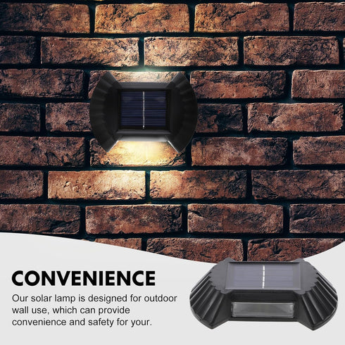 FUOYLOO 8led Solar Powered Wall Lamp Outdoor Waterproof Garden Yard Fence Wall Light with Warm Glow Down Lighting