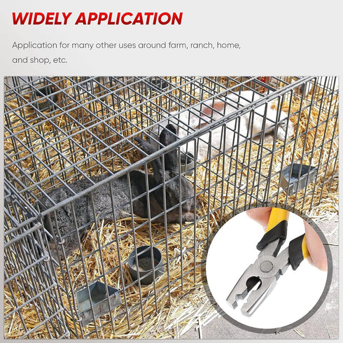 300 Pieces Wire Cage Clips with 1 Piece Wire Cage Buckle Snap Plier for Chicken Pet Dog Cat Cage (Silver, Black, Yellow)