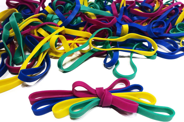 Rubber Bands, Size 64 (3 1/2" x 1/4"), Colored Latex Free, Stretchable Office Supplies, 50g Bag