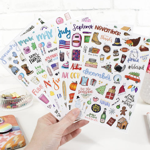 Pack 310 Pack! bloom daily planners Holiday Seasonal Planner Sticker Sheets - Vintage Seasonal Sticker - Removable