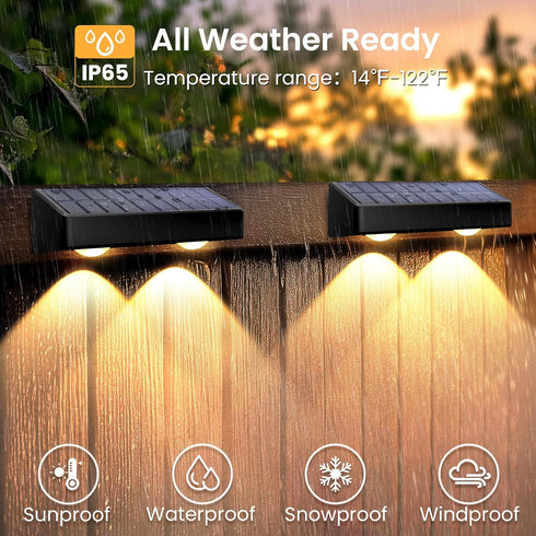 9 IP65, (8 Pack) SOLPEX Solar Fence Lights Outdoor, Fixed Colors Color Changing Fence Solar Lights Outdoor Waterproof