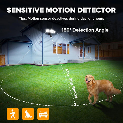 49W 5000K IP65 3 UME LED Security Lights Motion Sensor Light Outdoor, Daylight, Waterproof, Dusk to Dawn, Head Motion