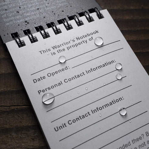 Rite in the Rain Weatherproof Top Spiral Combat Notebook, 3" x 5", Black Cover, Warrior Prayer