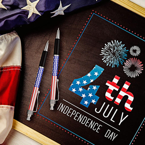 Tenare 16 Pcs American Flag Ballpoint Pen - Patriotic 1.0mm Black Ink Pens for USA Souvenirs & Gifts