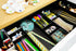 CAXXA 3 Slot Drawer Organizer with 4 Adjustable Dividers for Makeup & Office Supplies, Black