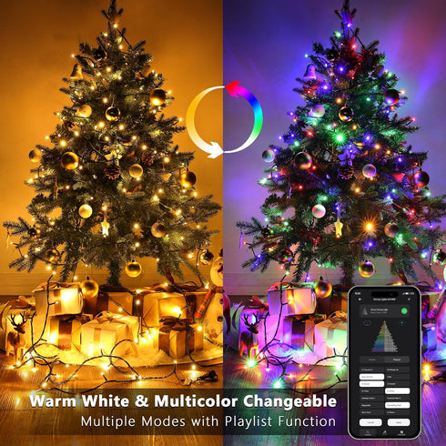 33FT 100 Dimmable BrizLabs Smart Christmas Lights, LED Color Changing String Lights APP/Voice Control, Warm White