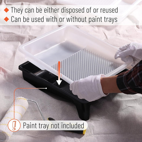 Bates Paint Tray Liner - 9 Inch, 10 Pack Disposable Plastic Paint Trays for House Painting Supplies