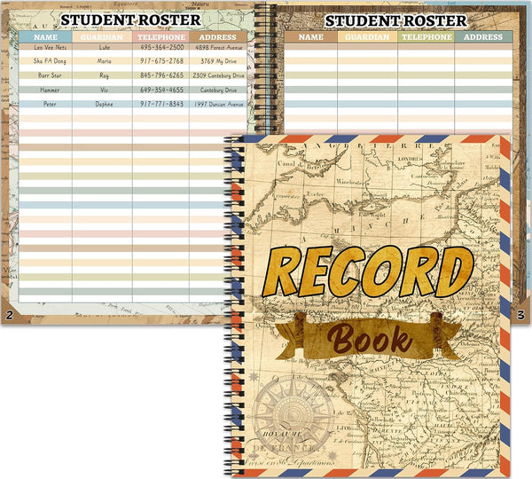 Travel The Map Record Book, World Teacher Record Book, Spiral-bound Office Supplies, Double-Sided Color Printing,