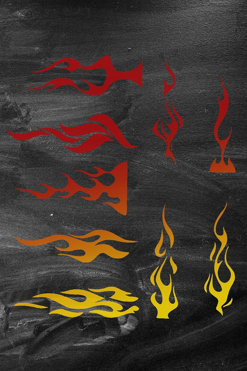 Reusable Tribal Flames and Pin Stripe Stencil 11" x 8.5" - Custom Fire Design for Dynamic Crafts