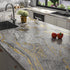 Stickyart Thick Grey Gold Liquid Marble Contact Paper for Cabinets, Peel and Stick Countertops for Kitchen Waterproof
